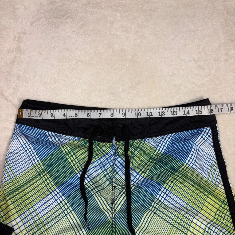 BILLABONG Board Shorts Mens Size 32 Blue‎ Green Plaid M119PGRI Swim Trunks